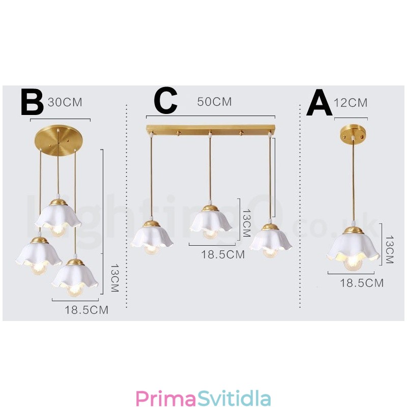Závěsné svítidlo v nordickém stylu Pure Brass Rustic Lodge s keramickým stínidlem
