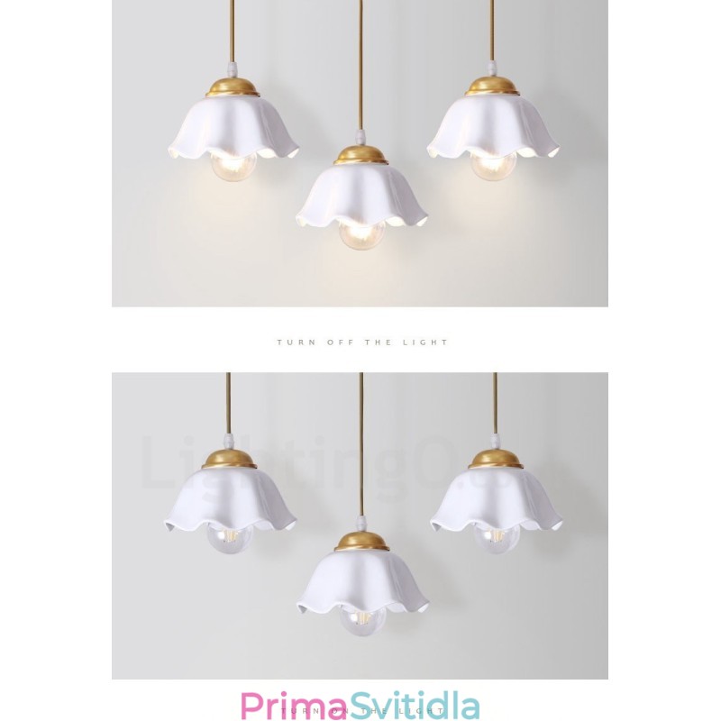 Závěsné svítidlo v nordickém stylu Pure Brass Rustic Lodge s keramickým stínidlem