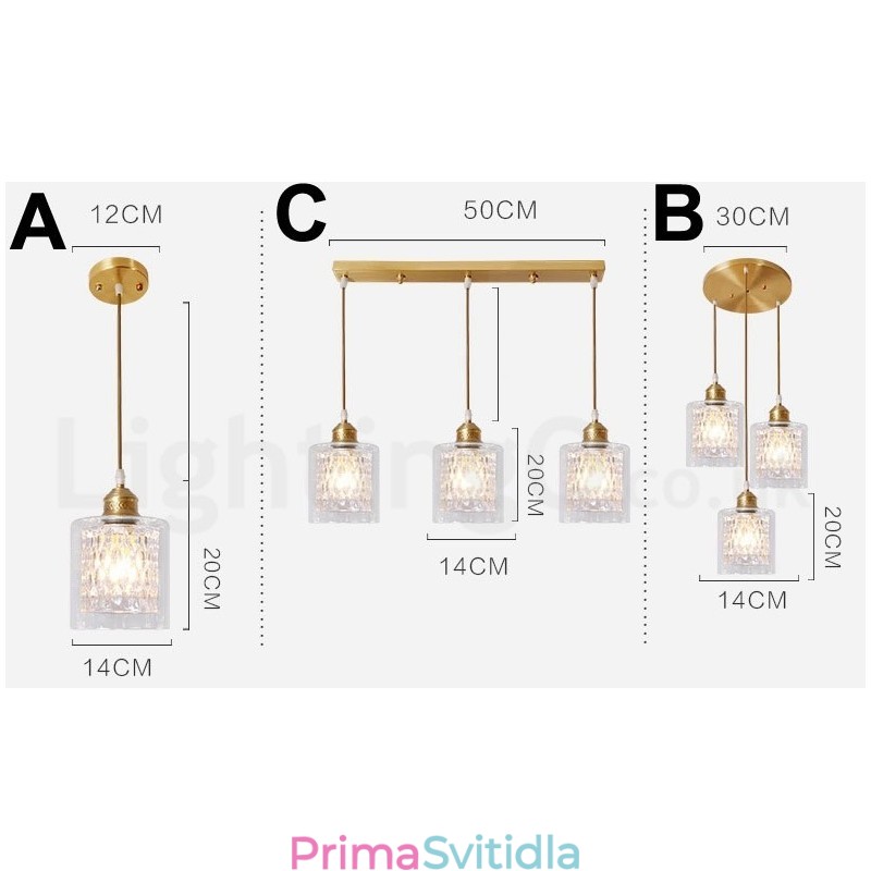 Závěsné svítidlo v nordickém stylu z čisté mosazi se skleněným stínidlem