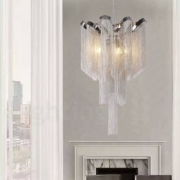 Designový přívěsek s hliníkovými střapci Lustr Světle stříbrná barva