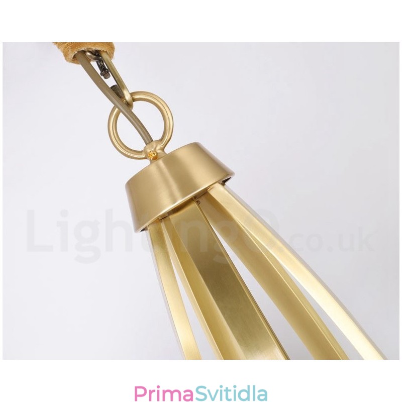 8 Light Pure Mosaz velký luxusní rustikální retro vintage mosazný závěsný lustr se skleněnými stínidly