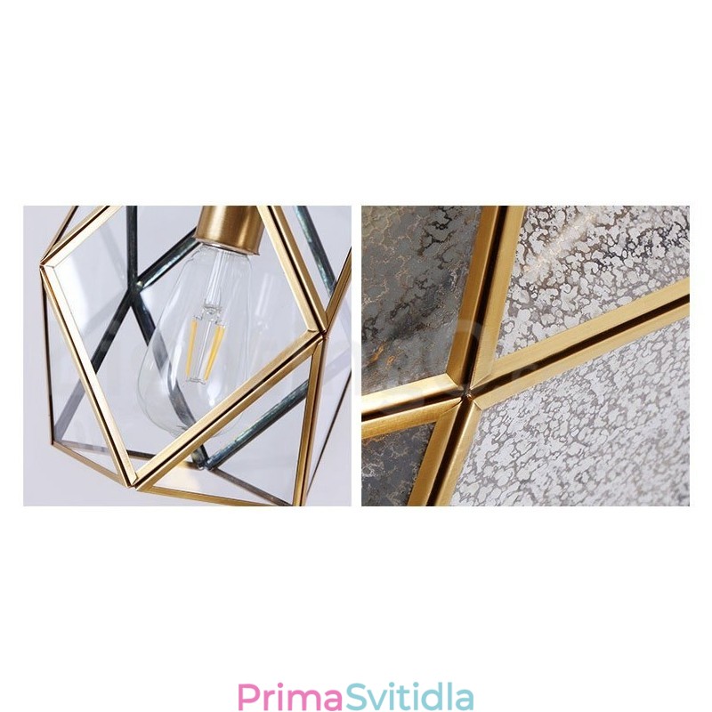 Závěsné svítidlo v nordickém stylu z čisté mosazi se skleněným stínidlem