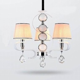Látkový lustr 3 Light High Grade Lamp White Jade Silver Ring