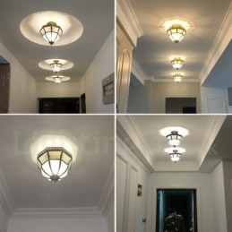 Stropní zapuštěné stropní svítidlo se skleněným stínidlem ve venkovském stylu z čisté mosazi v nordickém stylu