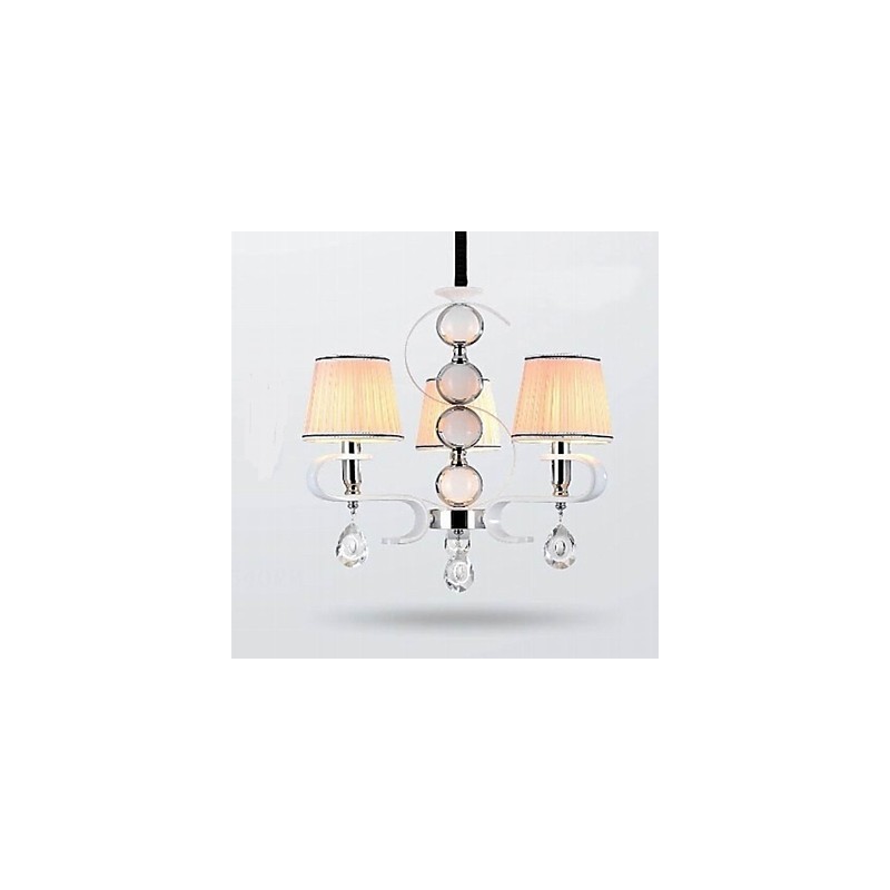 Látkový lustr 3 Light High Grade Lamp White Jade Silver Ring