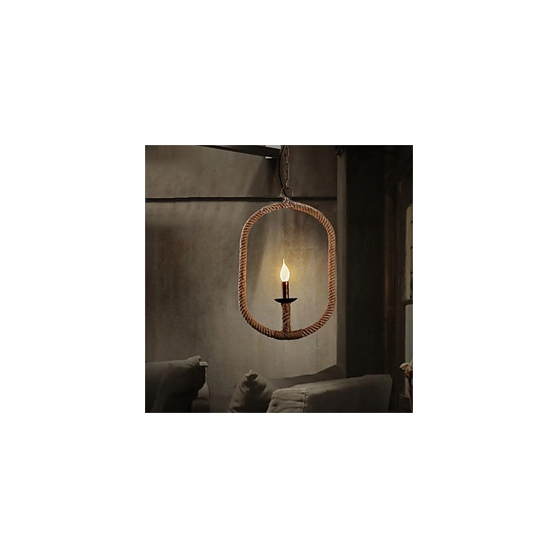 Retro 1 lampa Konopný provazový lustr Retro Venkovský styl