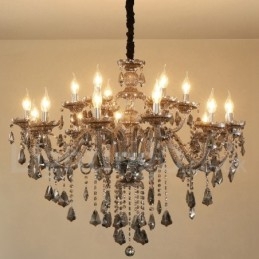 18 světel Retro šedá barva K9 Crystal Candle Velký lustr
