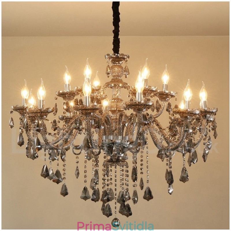 18 světel Retro šedá barva K9 Crystal Candle Velký lustr