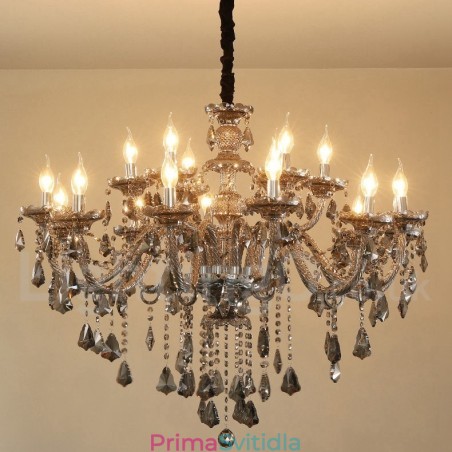 18 světel Retro šedá barva K9 Crystal Candle Velký lustr 18 světel Retro šedá barva K9 Crystal Candle Velký lustr