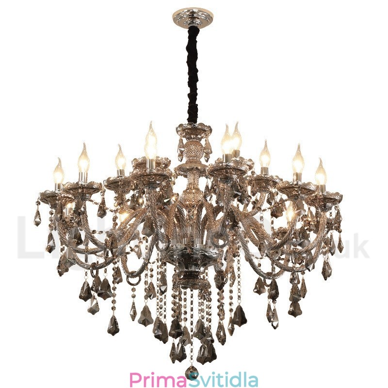 18 světel Retro šedá barva K9 Crystal Candle Velký lustr