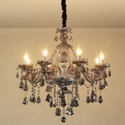 8 světel Retro šedá barva K9 Crystal Candle Lustr