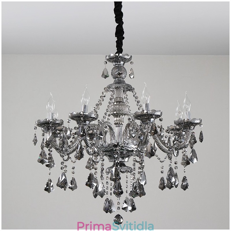 8 světel Retro šedá barva K9 Crystal Candle Lustr