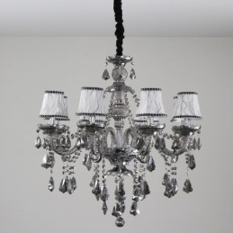 8 světel Retro šedá barva K9 Crystal Candle Lustr