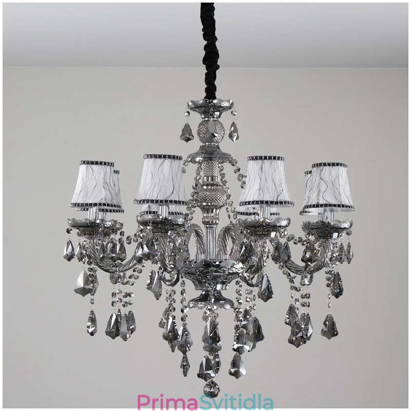 8 světel Retro šedá barva K9 Crystal Candle Lustr