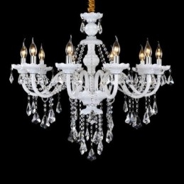 Retro bílá barva K9 Clear Crystal Candle Lustr