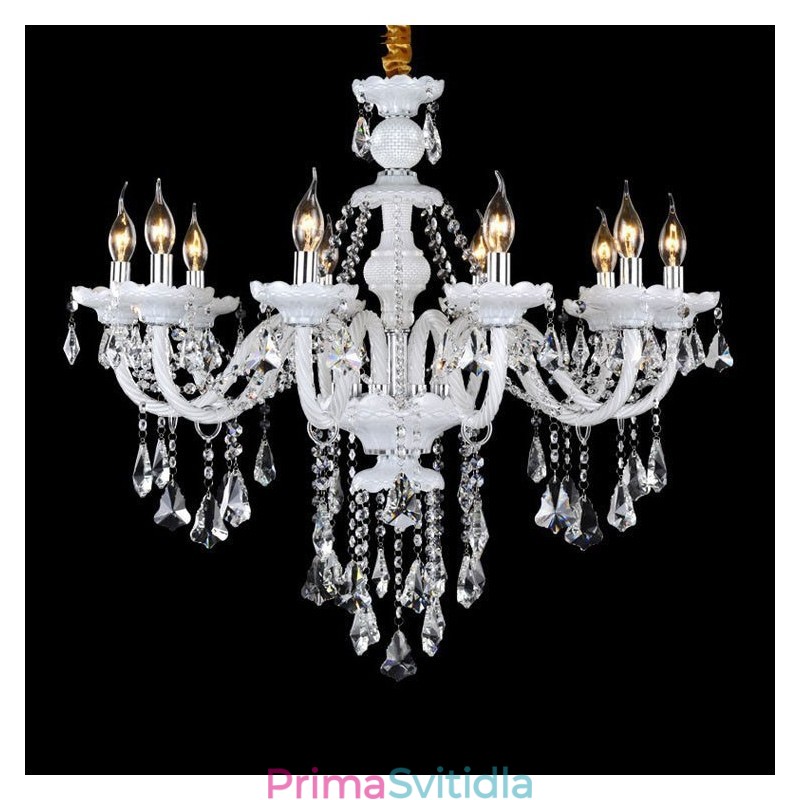 Retro bílá barva K9 Clear Crystal Candle Lustr