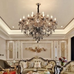 18 světel Retro šedá barva K9 Crystal Candle Velký lustr