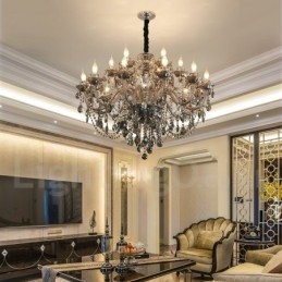 18 světel Retro šedá barva K9 Crystal Candle Velký lustr