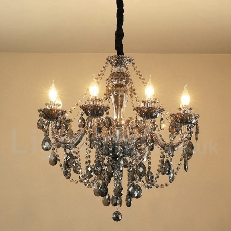 8 světel Retro šedá barva K9 Crystal Candle Velký lustr 8 světel Retro šedá barva K9 Crystal Candle Velký lustr
