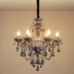 6 světel Retro šedá barva K9 Crystal Candle Velký lustr