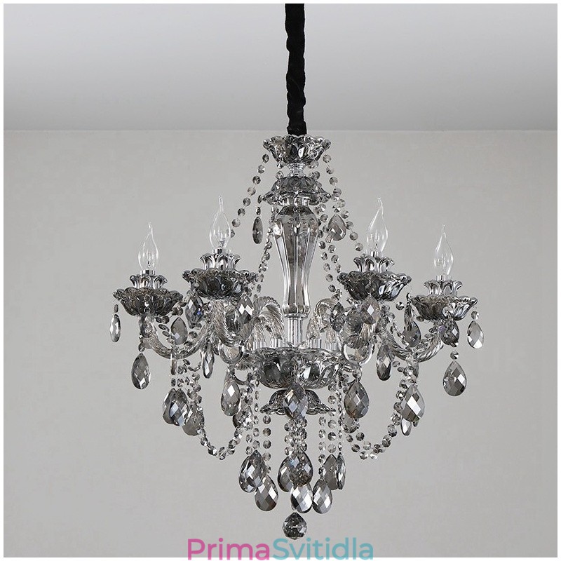 6 světel Retro šedá barva K9 Crystal Candle Velký lustr