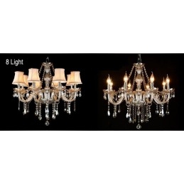 Cognac Color Candle Velký křišťálový lustr K9 se stínidly