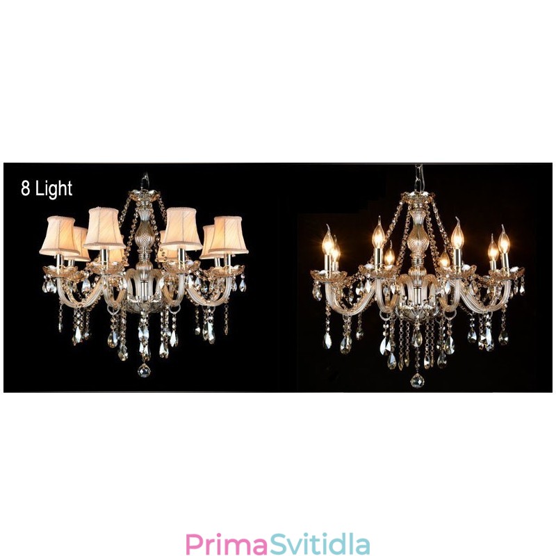 Cognac Color Candle Velký křišťálový lustr K9 se stínidly