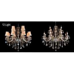 Cognac Color Candle Velký křišťálový lustr K9 se stínidly