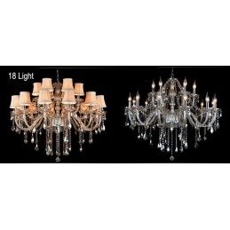 Cognac Color Candle Velký křišťálový lustr K9 se stínidly