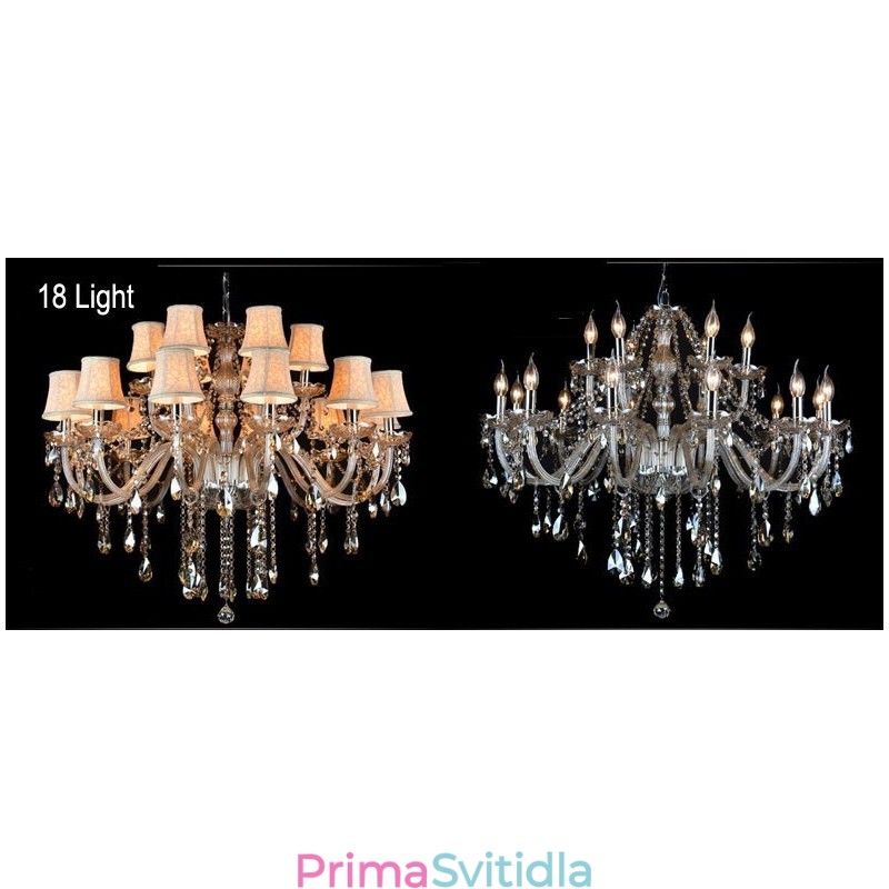 Cognac Color Candle Velký křišťálový lustr K9 se stínidly