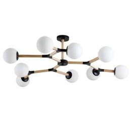 Dřevěný Nordic Modern Magic Bean Wood Molekulární lustr se skleněnými stínidly