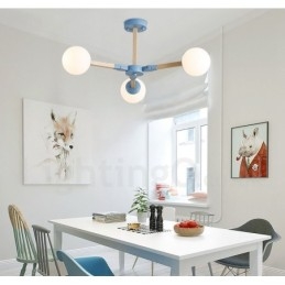Dřevěný Nordic Modern Magic Bean Wood Molekulární lustr se skleněnými stínidly