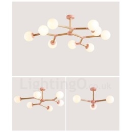 Dřevěný Nordic Modern Magic Bean Wood Molekulární lustr se skleněnými stínidly