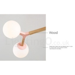 Dřevěný Nordic Modern Magic Bean Wood Molekulární lustr se skleněnými stínidly