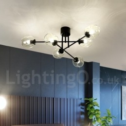 6 lehkých rustikálních lustrů z nerezové oceli s čirými nebo modrými skleněnými stínidly