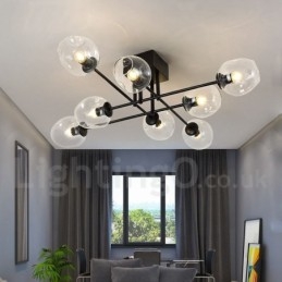 8 Light Rustic Lodge Nerezový lustr s čirým nebo modrým sklem stínidla