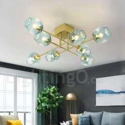 8 Light Rustic Lodge Nerezový lustr s čirým nebo modrým sklem stínidla
