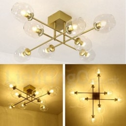 8 Light Rustic Lodge Nerezový lustr s čirým nebo modrým sklem stínidla