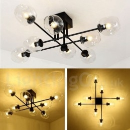 8 Light Rustic Lodge Nerezový lustr s čirým nebo modrým sklem stínidla
