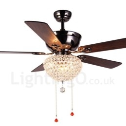 132CM (52") dřevěné retro dálkové ovládání stropního ventilátoru v americkém stylu s motorem Crystal Shade Mute z čisté mědi