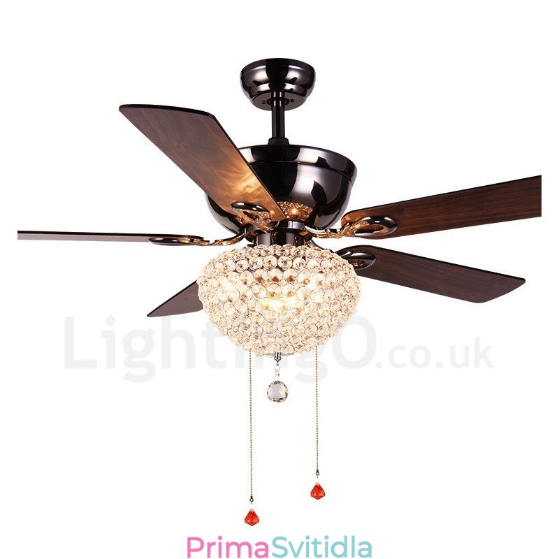 132CM (52") dřevěné retro dálkové ovládání stropního ventilátoru v americkém stylu s motorem Crystal Shade Mute z čisté mědi