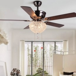 132CM (52") dřevěné retro dálkové ovládání stropního ventilátoru v americkém stylu s motorem Crystal Shade Mute z čisté mědi