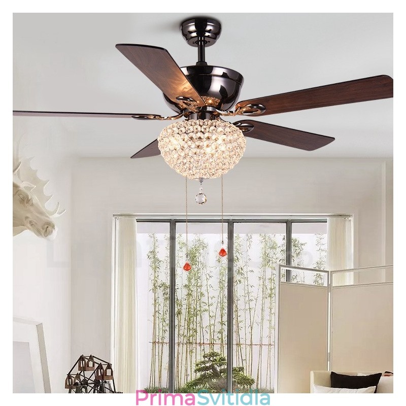132CM (52") dřevěné retro dálkové ovládání stropního ventilátoru v americkém stylu s motorem Crystal Shade Mute z čisté mědi