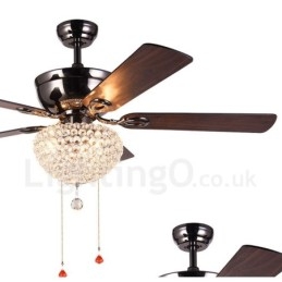 132CM (52") dřevěné retro dálkové ovládání stropního ventilátoru v americkém stylu s motorem Crystal Shade Mute z čisté mědi
