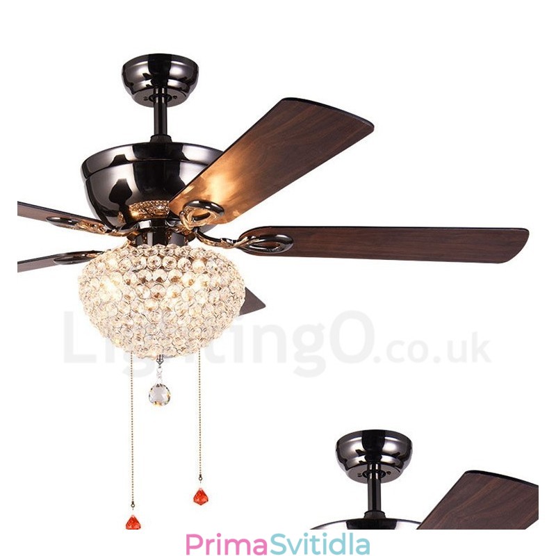 132CM (52") dřevěné retro dálkové ovládání stropního ventilátoru v americkém stylu s motorem Crystal Shade Mute z čisté mědi