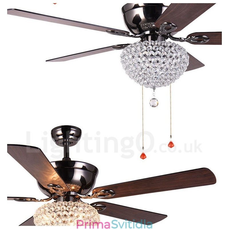 132CM (52") dřevěné retro dálkové ovládání stropního ventilátoru v americkém stylu s motorem Crystal Shade Mute z čisté mědi