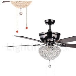 132CM (52") dřevěné retro dálkové ovládání stropního ventilátoru v americkém stylu s motorem Crystal Shade Mute z čisté mědi