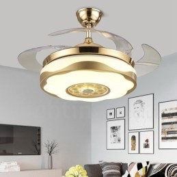 108CM (42") 91CM(36") moderní moderní dálkové ovládání stropního ventilátoru ve zlaté barvě s akrylovým odstínem ztlumený motor z čisté mědi