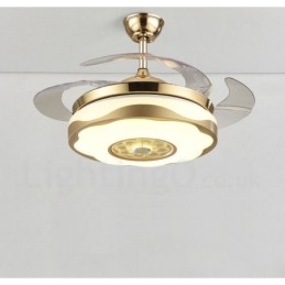 108CM (42") 91CM(36") moderní moderní dálkové ovládání stropního ventilátoru ve zlaté barvě s akrylovým odstínem ztlumený motor z čisté mědi