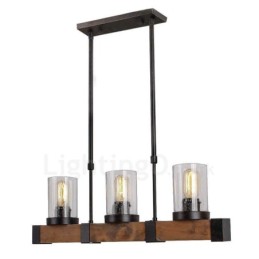 3 Light Vintage Wooden Lustr Industrial Wind Loft Wood Lineární závěsné osvětlení